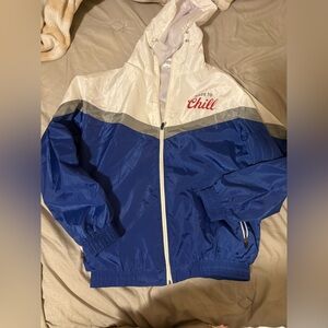 Blue and White Coors Hooded Windbreaker